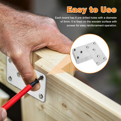 10Pcs Metal Flat Brackets for Wood, 80 × 40 × 1.75Mm Heavy Duty Stainless Steel