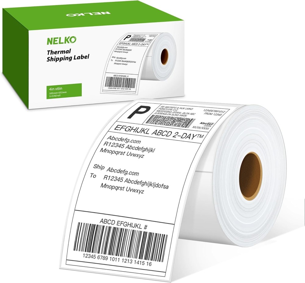 Nelko Genuine 4×6 Direct Thermal Shipping Label 220 Labels/1 Roll, 4×6, White