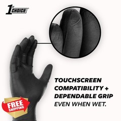 1st Choice Nitrile Gloves Medium Case 1000 Black 6 Mil