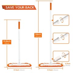 Dust Mop for Floor Cleaning with Washable Microfiber Flat Mop-Orange, Orange