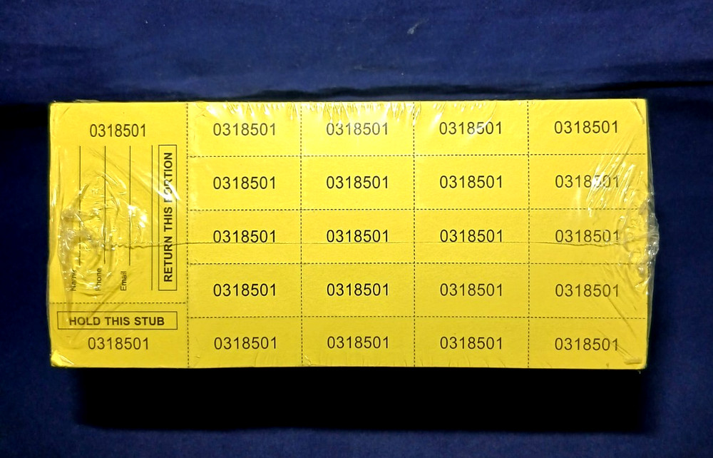500 Yellow Chinese Tickets – “Hold This Stub” OR “Buyer’s Name, Email & Phone” –