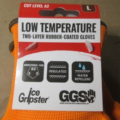 Ice Gripster Rubber Coated Cold Weather Winter Work Gloves Water Repellent Large