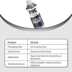 FHC BK09 Touch-Up Paint 12 oz Spray Can – Textured Matte Black