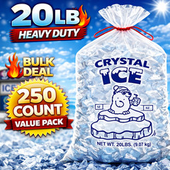 20 lb Ice Bags Drawstring Heavy Duty Bulk 250 500 Pack VALUE