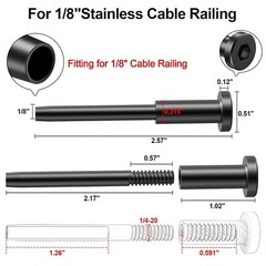 Black T316 Stainless Steel Swage Invisible Receiver End Fittings 1/8″ Cable rail