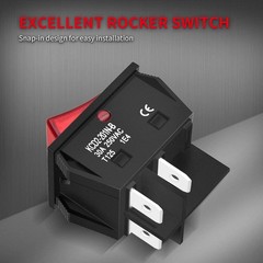 3 Pack On Off Red Light Rocker Switch 250V AC 30 AMP 125V 30A DPST 4 lug legs