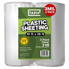 Heavy Duty Plastic Sheeting 10′ x 25′ – 3 Mil UV Protection Poly Film (2 Pack)