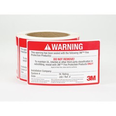 3M Firestop Identification Label, 3 in x 5 in, 250 labels/roll