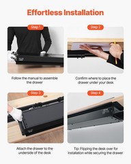 VEVOR 26 in Under Desk Drawer Organizer Slide-out Drawer Space Saver for Office