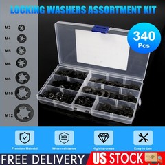 340 Piece Internal Teeth Star Lock Spring Quick Washer Push-In Quick Nut Set