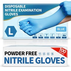 Medguy Powder-Free Nitrile Exam Gloves, 4.5 Mil, 100 Pcs Large, Large (Blue)