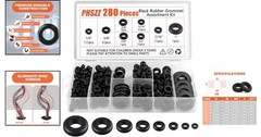 280 pcs Rubber Grommet Kit, 8 Sizes for Wiring, Automotive & Plumbing