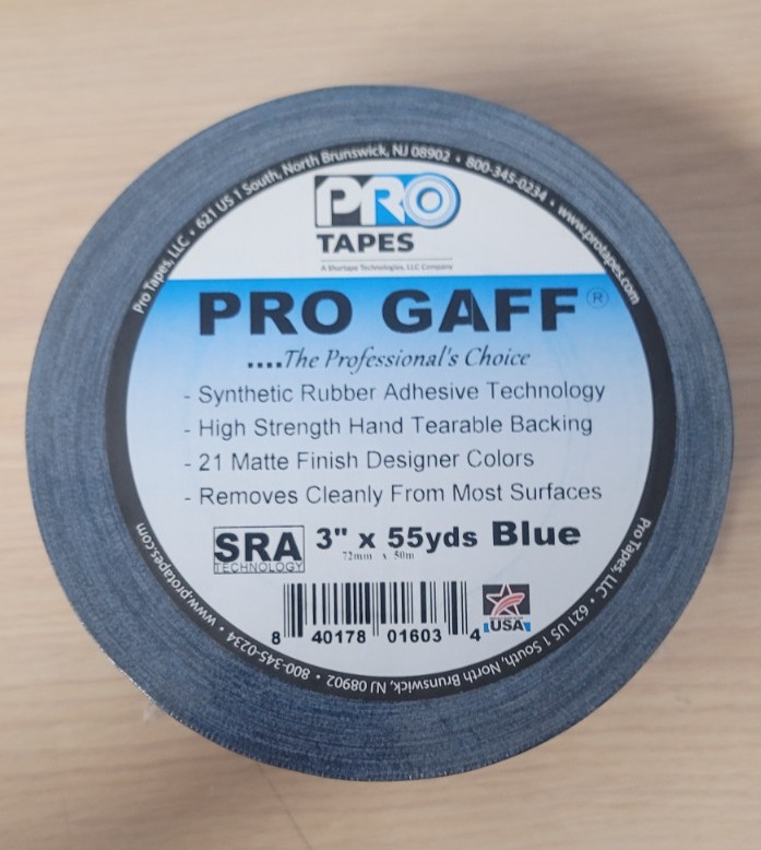 ProTapes Pro Gaff Gaffers Tape with Rubber Adhesive, 11 mil Thick 3″x55yrds-blue
