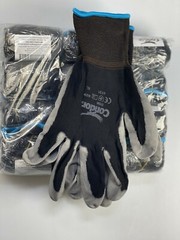 12 PAIRS CONDOR COATED BLACK/GREY WORK GLOVE 100% NYLON SHELL PU PALM (XXS-3XL)