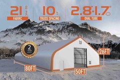 Hills Industrial Prefab Building Shelter Dual Truss PVC 50x80x26 ft