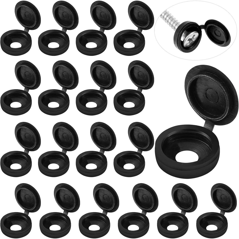 100 Pieces Hinged Screw Cover Caps Plastic Shutter Snap Covers Flip Tops Large B
