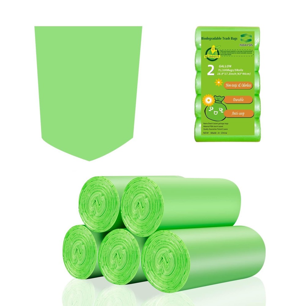 Compostable Trash Bags 2 Gallon – Inwaysin Bulk Mini Rubbish Waste Can Liners…