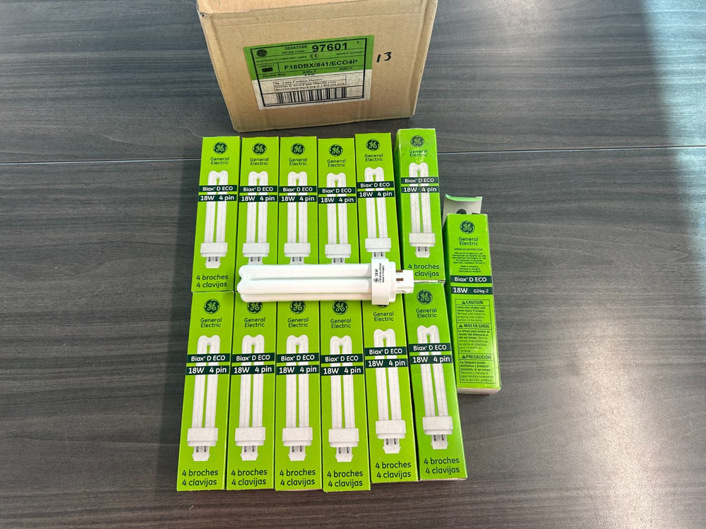 GE F18DBX/841/ECO4P Ecolux 18W 4 Pin CFL 97601 Lamps (New Lot of 13)