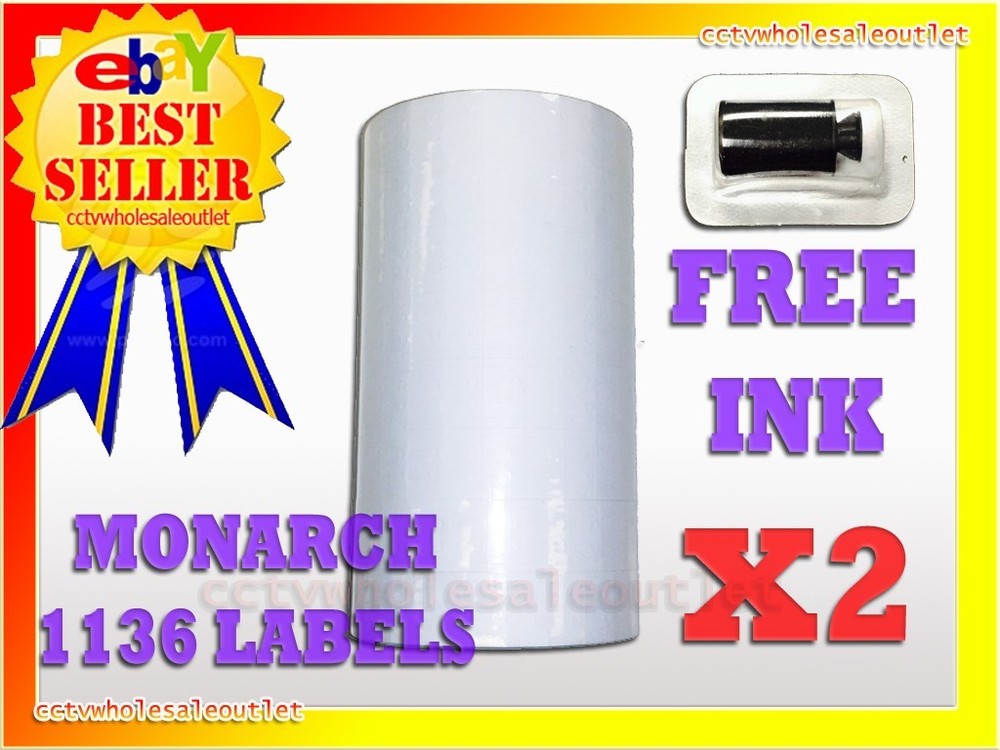 2 SLEEVES WHITE LABEL FOR MONARCH 1136 PRICING GUN 2 SLEEVES=16ROLLS