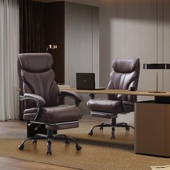 PU Ergonomic Big Tall Heavy Duty Executive Office Chair 500 LBS Capacity Brown