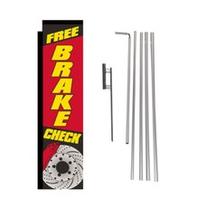 Free Brake Check 15′ Advertising Rectangle Feather Banner Flag w/ pole+spike