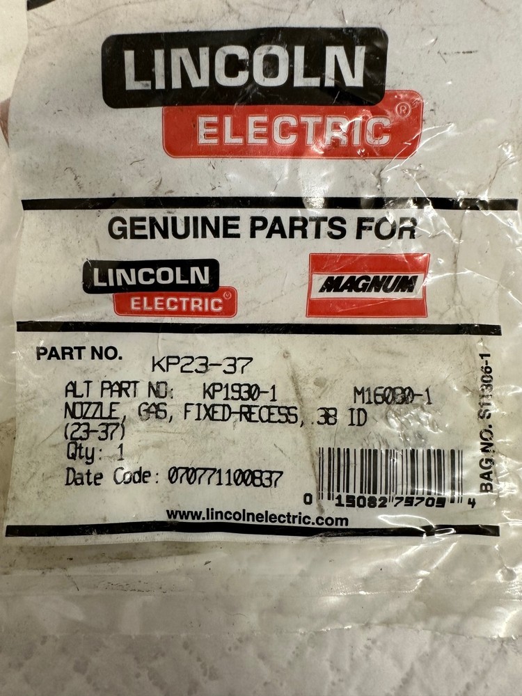 Lincoln Electric KP23-37 Gas Nozzle Fixed Recess .38 in (9.7 mm) inner diameter