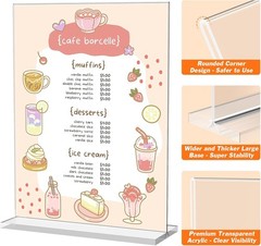 3 Pack Acrylic Sign Holder 8.5 X 11 Inches, Clear Menu Stand, Vertical Flyer Dis
