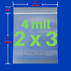 2″x3″ Clear 4 Mil reclosable zip seal lock bag, plastic lock bags jewelry, parts