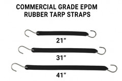 Commercial Grade EPDM Rubber Tarp Straps – 10-Pack – Heavy Duty Bungee Tie-Downs