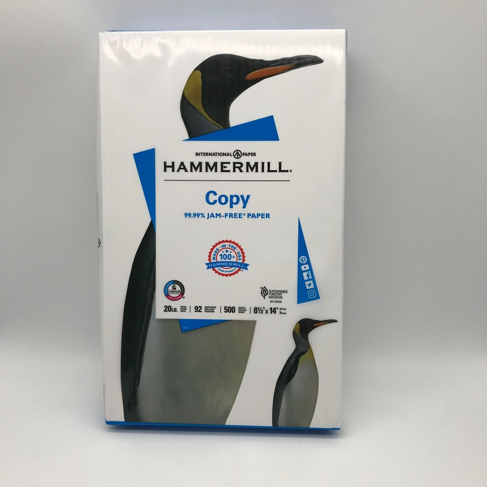 International Paper Hammermill 8.5×14 Printer Copy Paper 20 lb 500 Sheets 1 Ream