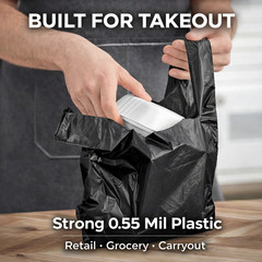 Bags 1/10 Small 8 x 4 x 15 BlackT-Shirt Plastic Grocery Shopping Grocery Bags