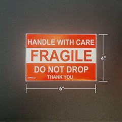Individual 4×6 Handle With Care Fragile Do Not Drop Thank You Shipping Stickers