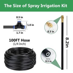 100FT Drip Irrigation Kit with Adjustable Nozzles for Garden & Lawn Watering