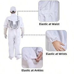 Premium Beekeeping Suit Breathable Full Body Protective Gear Durable XL White