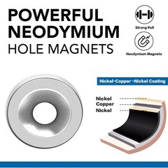 60 Pack Small Magnets Rare Earth Magnets with Countersunk Hole Matching Screw…