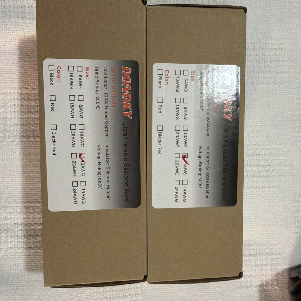2- NEW Donoky Silicone Wire Kit 18AWG (Tinned Copper) 25 Foot Spools/ 6 Colors