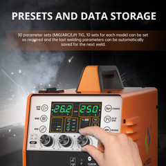 110V 220V 4-in-1 Aluminum MIG Welder Gas/Gasless 250 AMP TIG MMA Welding Machine