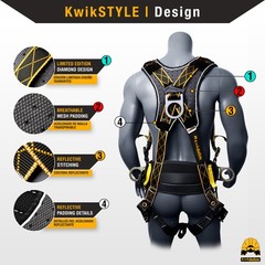 KwikSafety TYPHOON DiamondBACK Safety Harness (Back Support) 3 D Ring ANSI OSHA
