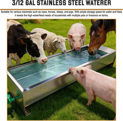 Stainless Steel Automatic Livestock Water Troughs with Float Valve Kit (2 Pack)