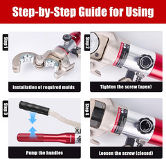 Propress Tool, Hydraulic Pipe Crimping Tool with 1/2, 3/4, 1 Inch Jaw for Copper