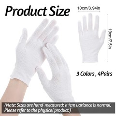 3 Pairs Full-Finger White Cotton Gloves for Dry Hands