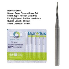 Wave Dental Surgical Burs Carbide FG SURG 25mm High Speed FG Round Taper Pear