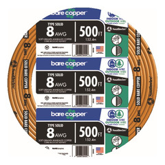 8-Gauge Bare Copper Wire – Solid Soft‑Drawn Uninsulated Copper Conductor for Gro