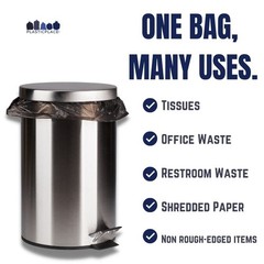 Plasticplace 12-16 Gallon Trash Bags 8 Microns Black High Density Liners 24 X