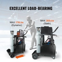 Welding Cart 2-Tier 265LBS Welder Cart with Anti-Theft Lockable Cabinet