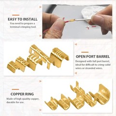 500X Non-Insulated U Shape Copper Terminals Crimp Assortment Kit For Cable Wire