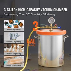 VEVOR Vacuum Chamber Tempered Glass Lid Vacuum 3 Gal Degassing Chamber Silicone