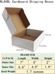 7X5X2 Shipping Boxes Set of 50, White Small Corrugated Cardboard Box, Mailer Box