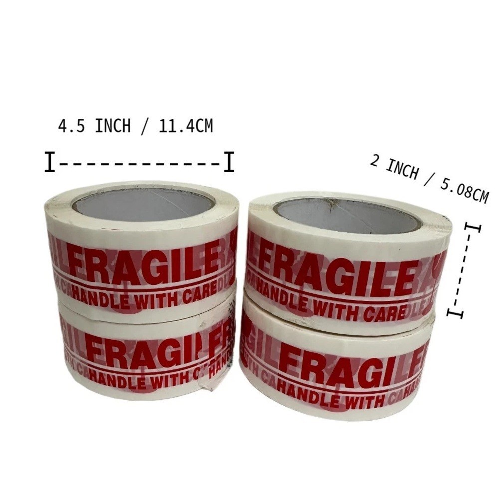 4 Rolls Fragile Handle with Care Packing Shipping Tape 2″ x 100 Yards Red