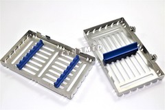 5 GERMAN DENTAL AUTOCLAVE STERILIZATION CASSETTE RACK BOX FOR 7 INSTRUMENT-BLUE
